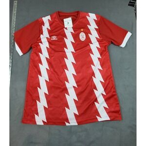 Vintage Umbro Al Ittihad Soccer Jersey Mens XL Red White Zig‎ Zag Pattern Retro
